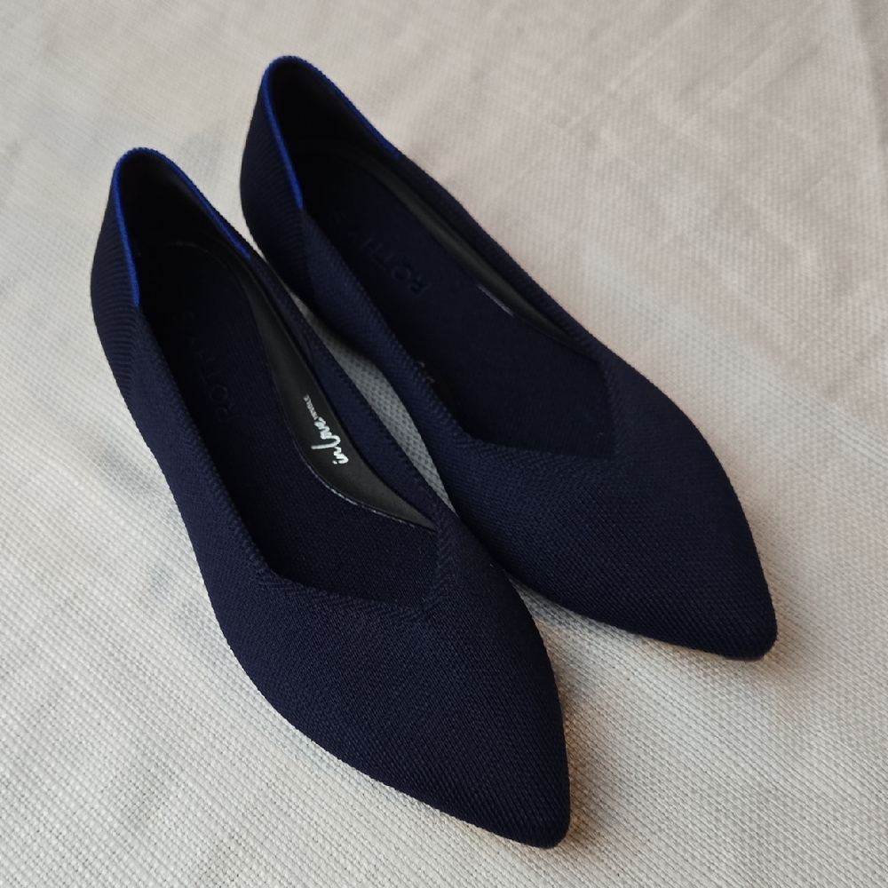 Rothy’s The Point Women US 8 Maritime Navy Blue Luxury Flats